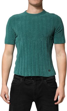 Dolce & Gabbana Dark Green Cotton Blend Men Crew Neck T-Shirt Co+pa