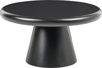 Beliani Mesa De Centro Redonda Con Base De Pedestal Dise&ntilde;o Escultural Estilo Org&aacute;nico Negro Mamawi
