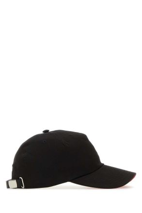 Alexander McQueen Mens Black Cotton Baseball Hat Blackred Cappelli