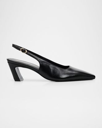 Stuart Weitzman 50mm Stassi Leather Slingback Pumps