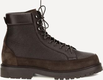 Brunello Cucinelli Lace-up deer leather and suede ankle Boots Male 42.5