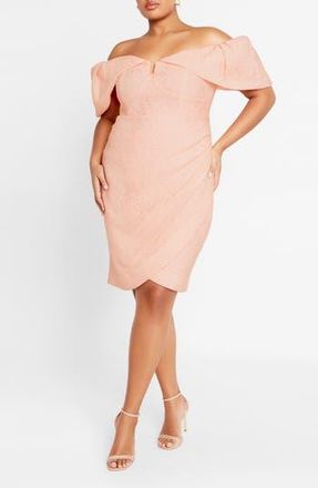 City Chic Jez Off the Shoulder Minidress in Dusty Pink at Nordstrom Rack, Size Xxl/24W