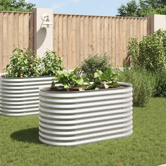 vidaXL Letto Rialzato Giardino 160x80x81 Cm In Acciaio Zincato Argento - Vidaxl