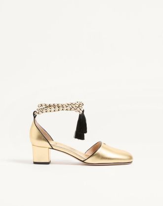 Valentino Garavani DOrsay Bondie Pump in Laminated Nappa Leather 45mm Woman GOLD 37.5