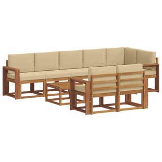 vidaXL Conjunto De Sof&aacute;s De Exterior Con Coj&iacute;n 9 Pcs Natural Y Beige Vidaxl