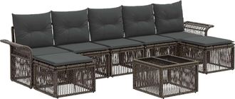 vidaXL Conjunto De Sof&aacute;s De Jard&iacute;n 8 Uds. Gris Rat&aacute;n Sint&eacute;tico Vidaxl