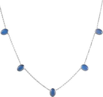 Pompeii3 14k White Gold Blue Moonstone Station Necklace By The Yard Design 18