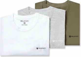 Belstaff Mens 3 Packs T-Shirt Multicolour - White - Size: 38