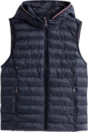 Tommy Hilfiger Sleeveless Puffer Vest met intrekbare capuchon - Dames - Bodywarmers - Blauw - L - Polyester - Jassen