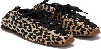Ganni Lace-Up Ballet Flat in Leopard at Nordstrom, Size 10Us