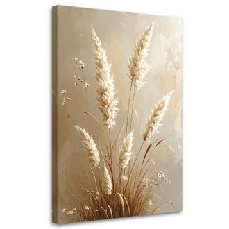 Feeby Cuadro En Lienzo, Plantas Hierba Naturaleza Estilo Boho Beige, 70x100
