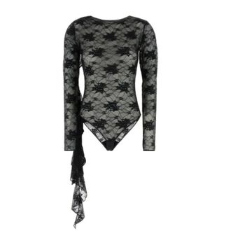 Os&eacute;ree Body, female, Black, Size: L Soft Lace Volant Sleeves Body