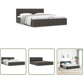 vidaXL Letto matrimoniale - Giroletto con Contenitore Grigio Scuro in Tessuto 160x200 cm