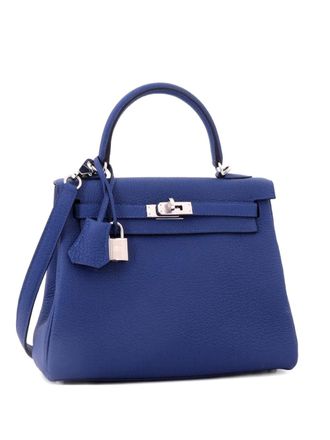Herm&egrave;s Borsa a mano Kelly 25 in pelle Togo con dettagli in palladio - Blu