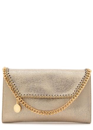 Stella McCartney Stella Mccartney Falabella Metallic Faux Suede Wallet-on-chain - Silver - One Size