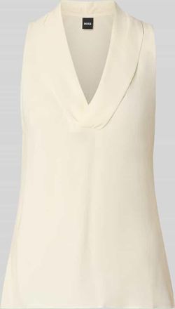 HUGO BOSS Regular Fit Blusentop aus reiner Seide Modell BOLARU in Offwhite, Gr&ouml;&szlig;e 32