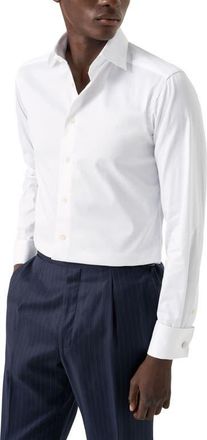 Eton Slim Fit White Cotton Twill Dress Shirt with French Cuffs at Nordstrom, Size 14.5