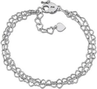 Delmar Heart Link Double Strand Bracelet in Silver at Nordstrom Rack