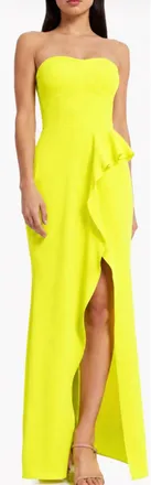 Dress The Population Kai Strapless Evening Gown In Lemongrass