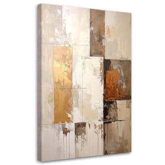 Feeby Impresi&oacute;n De Imagen, Abstracci&oacute;n En Beige Y Dorado, 80x120
