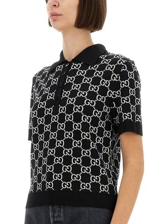 Gucci Reversible Wool Jacquard Polo Shirt - Black