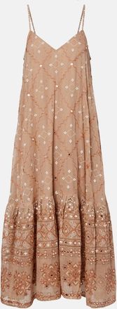 Juliet Dunn Embellished cotton midi dress