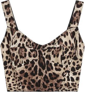 Dolce & Gabbana leopard-print tank top - women - Silk/Polyester/Elastane - 40 - Brown