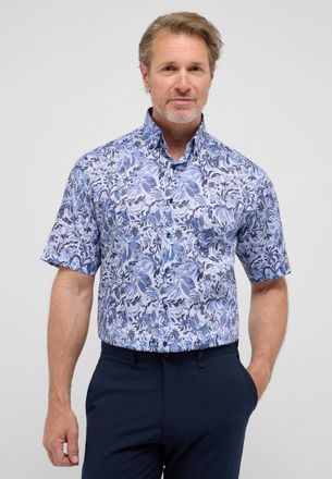 Eterna Kurzarmhemd ETERNA MODERN FIT, Herren, Gr. 41, Normalgr&ouml;ssen, blau, Twill, 100% Baumwolle, tailliert, Hemden Kurzarmhemd, NON IRON (b&uuml;gelfrei)