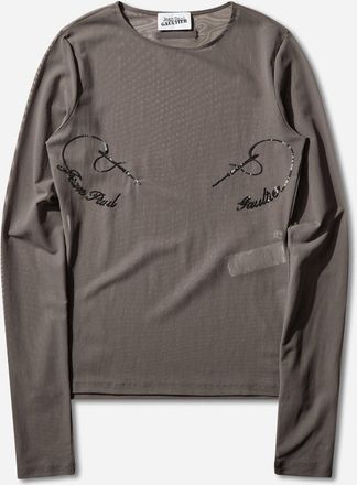 Jean Paul Gaultier Women s Sequin Needles Top Dark Grey