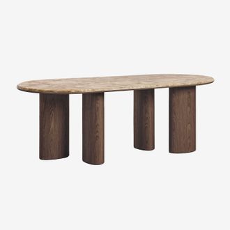 Sklum Mesa De Comedor Ovalada 220x100 Cm En Mdf Y M&aacute;rmol Dayana Sklum