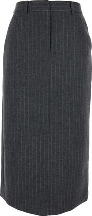 Dunst H-Line Lange Rok - Dames - Midirokken - Grijs - M - Leer - Rokken