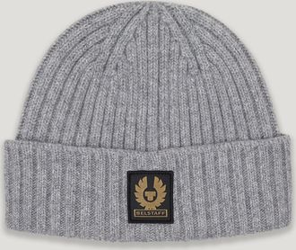 Belstaff Watch Beanie Hat Lambswool Pale Grey Melange Size One Size