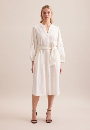 Seidensticker Sommerkleid SEIDENSTICKER Schwarze Rose, Damen, Gr. XXL(44), Normalgr&ouml;ssen, beige (ecru), 65% Baumwolle, 35% Leinen, unifarben, regular fit, Rundhals,