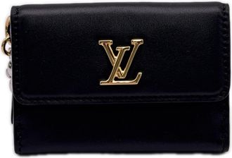 Louis Vuitton Black Leather Wallet (Tri-Fold) (Pre-Owned)