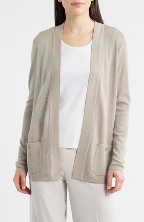 Anne Klein Malibu Open Front Cardigan in Porcini at Nordstrom, Size X-Large P