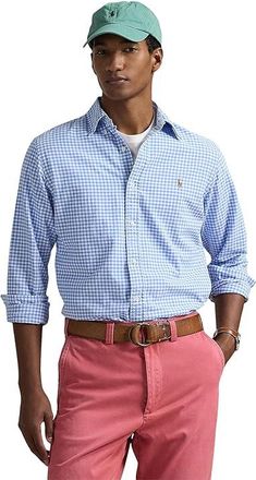 Polo Ralph Lauren Classic Fit Gingham Oxford Shirt Mens Clothing Light Blue/White : 2XL, Cotton