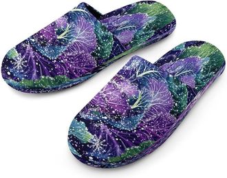 Generic Ornamental Cabbage Mens Cozy Memory Foam Slippers Warm Cotton House Shoes Comfy Slipper for Indoor Outdoor