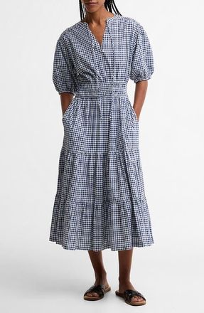 Barbour Ashwell Check Print Midi Dress in Multi Gingham at Nordstrom, Size 12 Us
