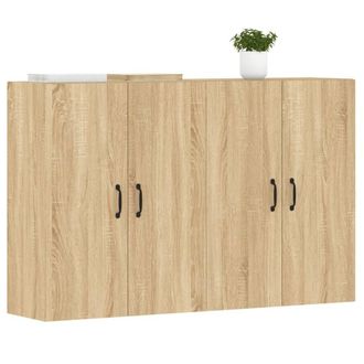 Berkfield Home Wall Mounted Cabinets 2 pcs Sonoma Oak Engineered Wood in Light Tan