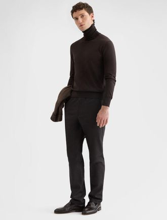 Agnona Mens Turtleneck Sweater Dark Brown Wool