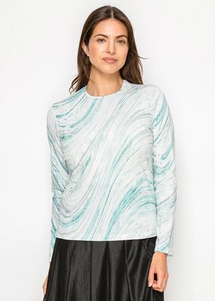 YAL New York Cotton Marble Print Long Sleeve Tee