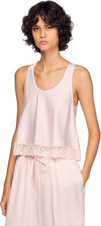 Sandro Satin top with lace in Light Pink at Nordstrom, Size X-Small