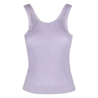Cecilie Bahnsen Sleeveless Tops, female, Purple, L, Ribbed Knit Top