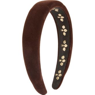 L. Erickson Adaline Padded Velvet Headband in Brown at Nordstrom