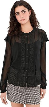 Sanctuary Nostalgia Embroidered Blouse Womens Clothing Black : LG (US 10-12), Polyester