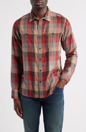 AG - Adriano Goldschmied Mason Plaid Button-Up Work Shirt in Clay Multi at Nordstrom, Size Xx-Large