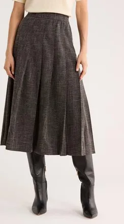 Max Studio Pleated Midi Skirt in Black Melange at Nordstrom Rack, Size X-Small