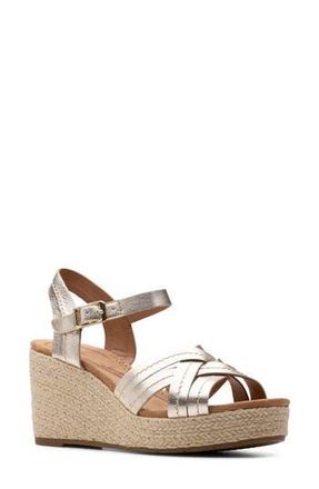 Clarks Sabina Platform Wedge Sandal in Champagne at Nordstrom Rack, Size 8.5