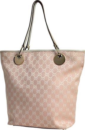 Gucci Pink Gg Canvas Leather Handbag Tote Bag (Pre-Owned)