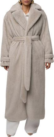JLUXLABEL Uptown Belted Faux Fur Longline Coat in Gray at Nordstrom, Size Small